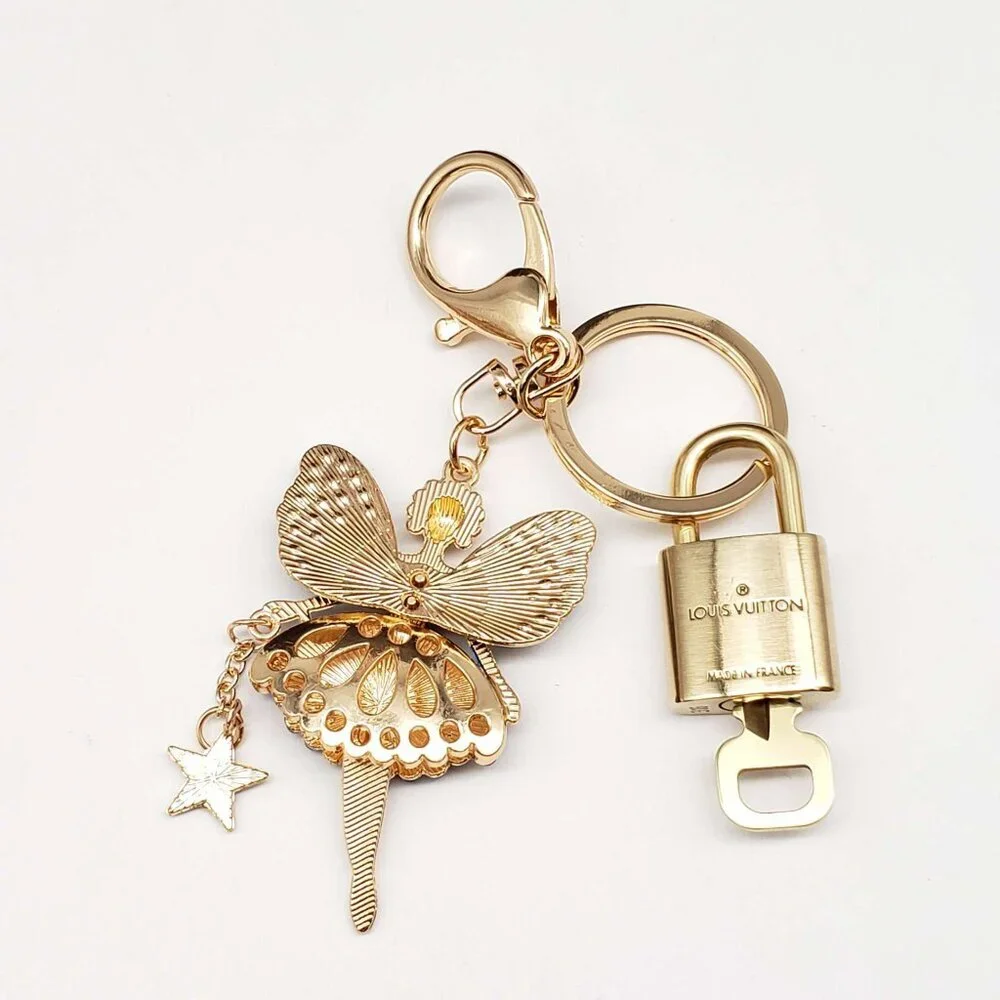 LV Gold Padlock 🔑 Authentic Louis Vuitton Charm + Unbranded Fairy Keychain